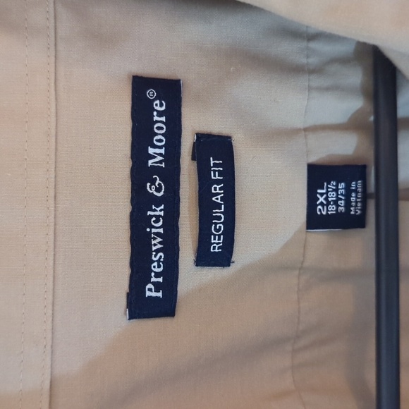Preswick and Moore tan dress shirt, 2XL - Picture 2 of 5